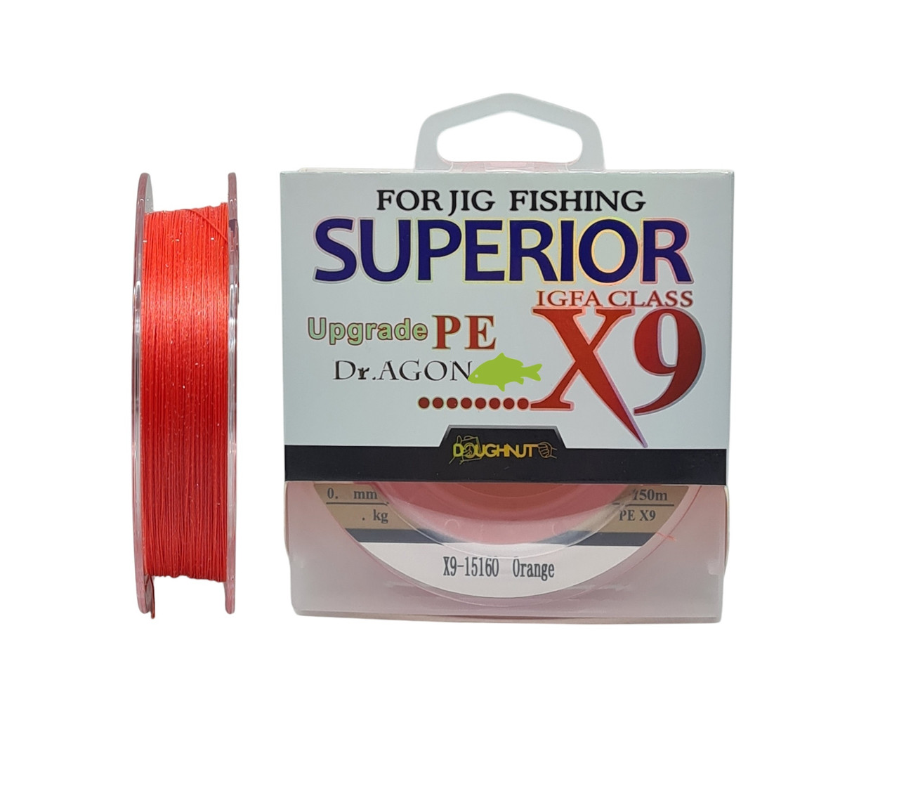 Шнур Dr.Agon Superior Upgrade PE X9 150м 0.10мм / 5.9кг (колір: помаранчевий)