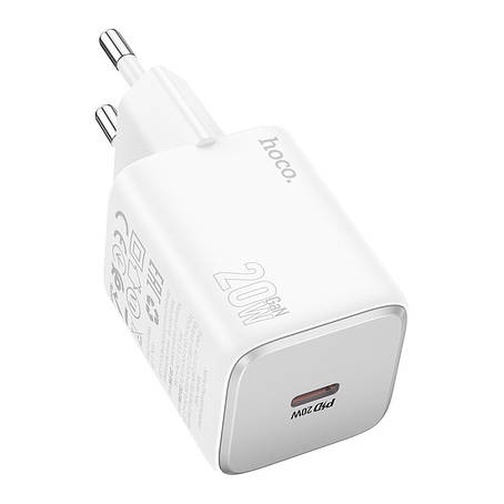 МЗП Hoco N40 Mighty single port PD20W charger(EU) White, фото 1