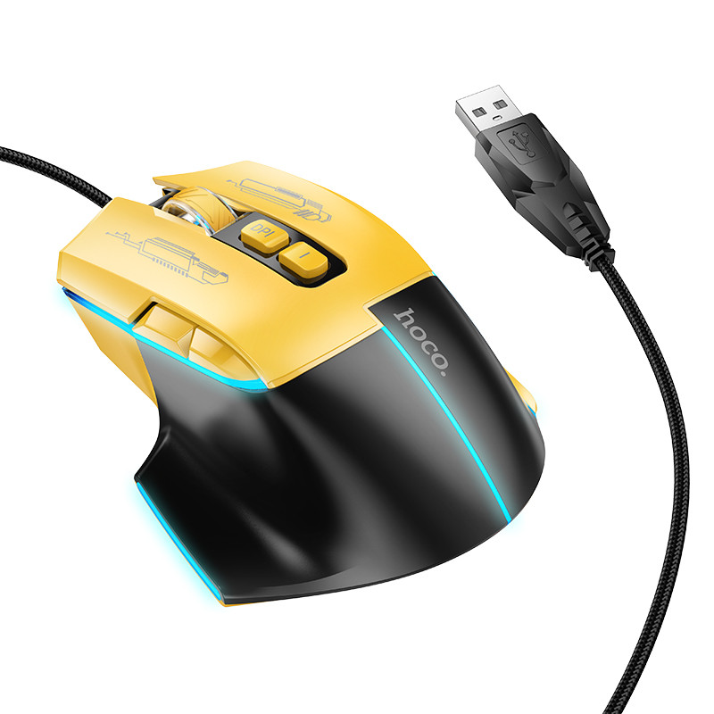 Комп&apos;ютерна миша Hoco GM31 Overlord luminous gaming wired mouse Black with yellow