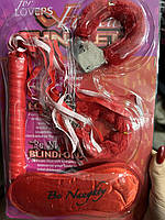 Набір мазахіста "Be naughty", червоний, Набор наручники + повязка + батіг "Неслухняний", фото 2