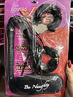 Набір мазахіста "Be naughty", чорний, Набор наручники + повязка + батіг "Неслухняний", фото 2