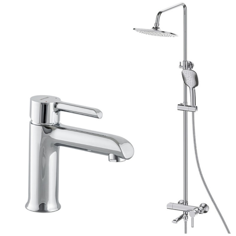 Набір 2в1 душова колона із змішувачем Mixxus Premium Edem 009-J та умивальник Mixxus Premium Edem 001