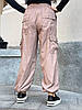 Жіночі стильні штани карго з резинками-стяжками та накладними кишенями по боках, батал великі розміри, фото 3
