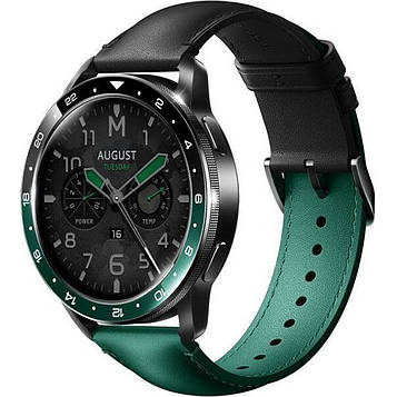 Ремінець шкіряний для годинника Xiaomi Watch 2/ 2Pro/ S4/ S3/ S2/ S1 22 мм Black-green
