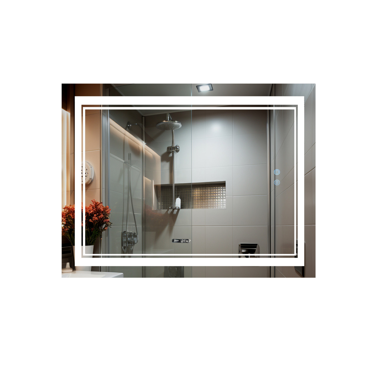 Дзеркало Qtap Cardinal 1200х800 з LED-підсвічуванням Touch, з антизапотіванням, з димером, рег. темп. кольору (3000-6500K)