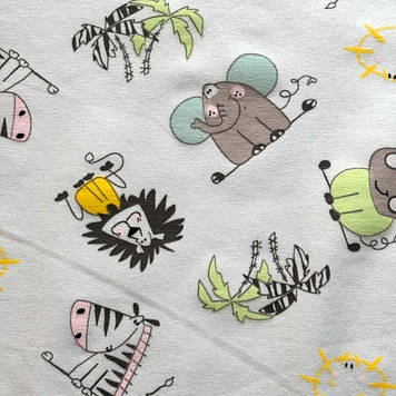 Кулір стрейч трикотажне полотно преміум класу з принтом звірята