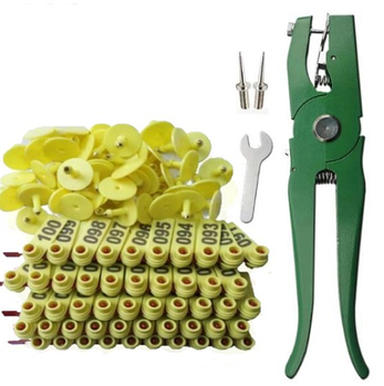 Кліпсатор для бірок для маркування корів, свиней, кіз, овець та інших, 100 бірок у комплекті