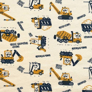 Кулір стрейч трикотажный преміум класу малюнок машинки