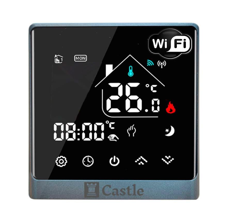 Програмований терморегулятор Castle AC8400H Wi-Fi Чорно-сірий