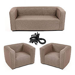 Комплект надувних меблів диван і 2 крісла Коричневий SW-00002657