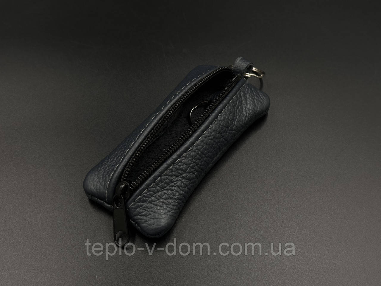 Ключниця шкіряна Синя 5,5х12,5см