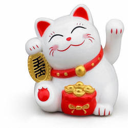 Манеки Неко на сонячній батарейці Білий