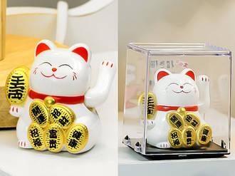 Манеки Неко на сонячній батарейці Білий