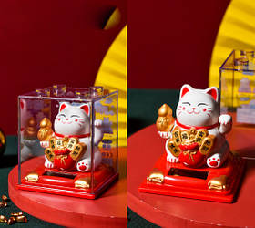 Манеки Неко з Улоу на сонячній батарейці Білий