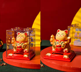 Манеки Неко з Улоу на сонячній батарейці Жовтий