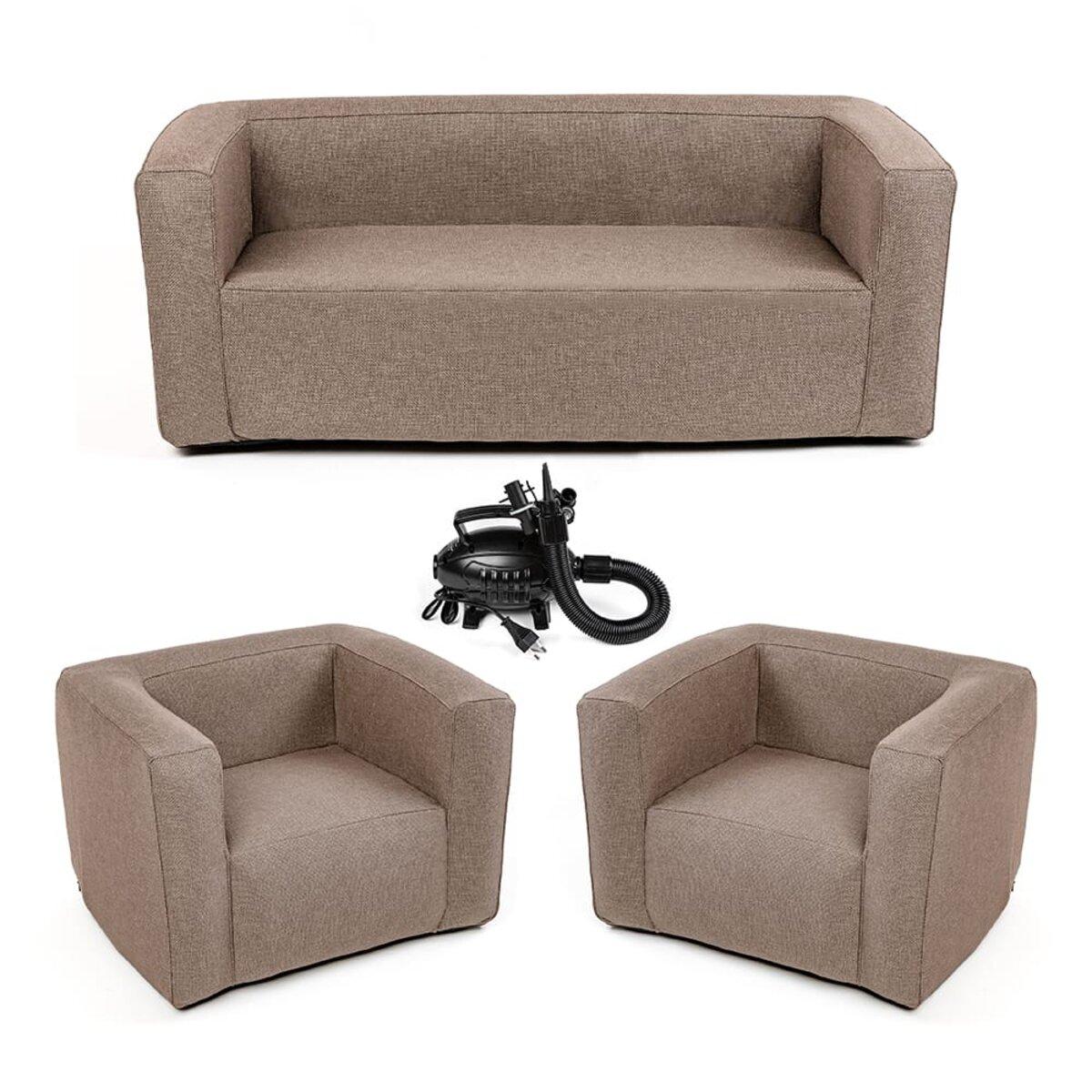 Комплект надувних меблів диван + 2 крісла коричневий SW-00002657