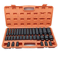 Набір торцевих ударних головок 1/2" (8-32 мм) CR-MO 35 од. Vorfal V08121 довгі та короткі головки