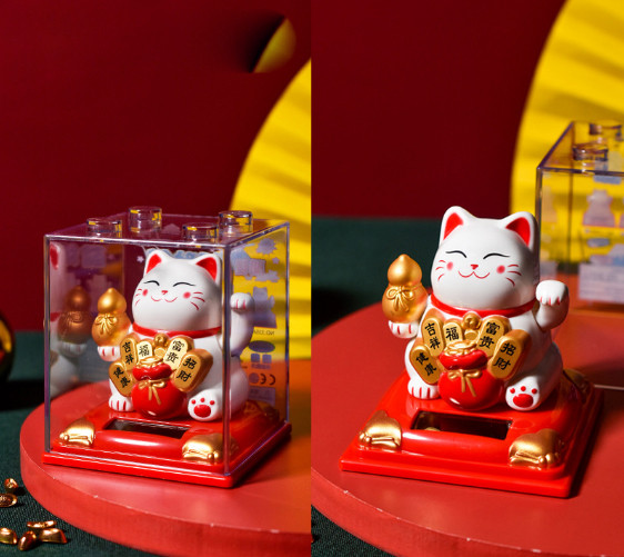 Манеки Неко з Улоу на сонячній батарейці Білий