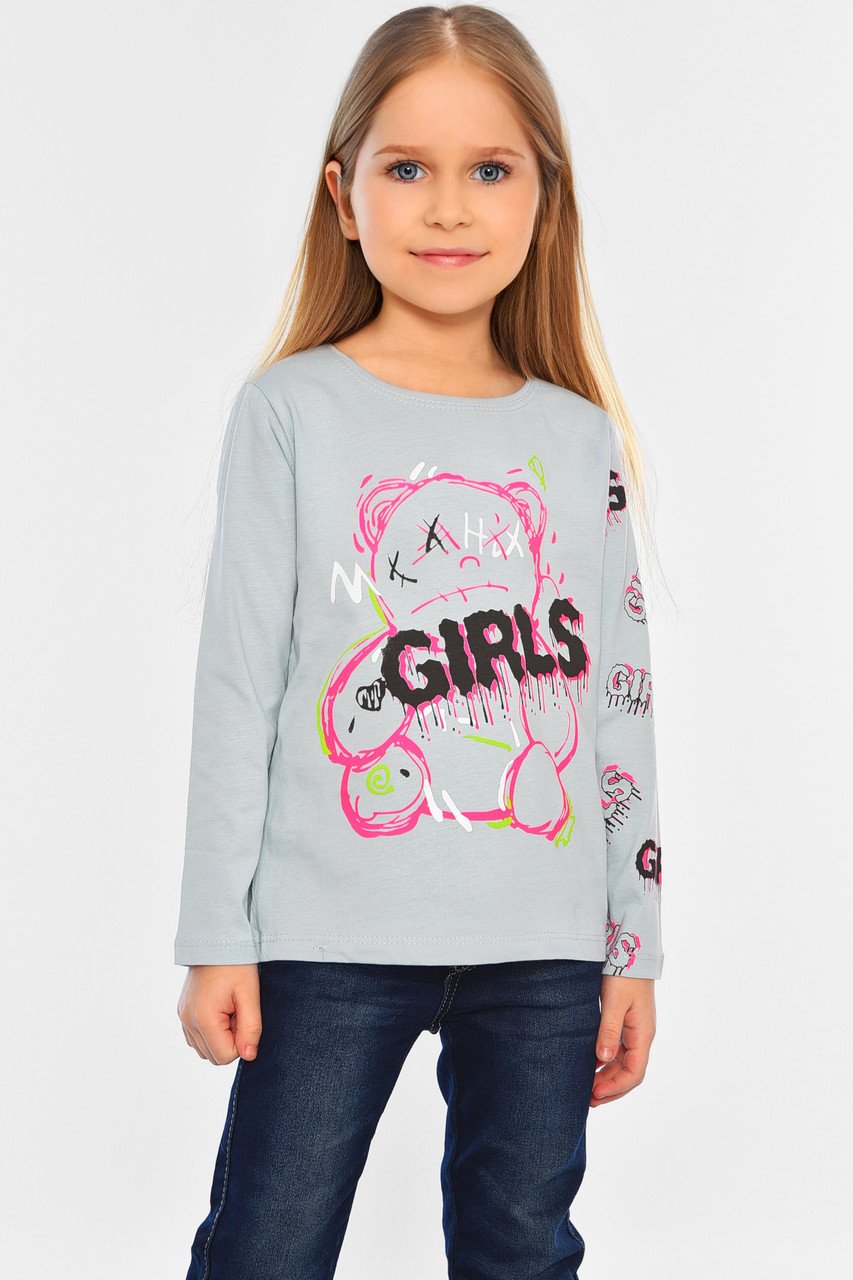 Лонгслів дитячий для дівчинки світло-блакитного кольору 196556M, фото 1