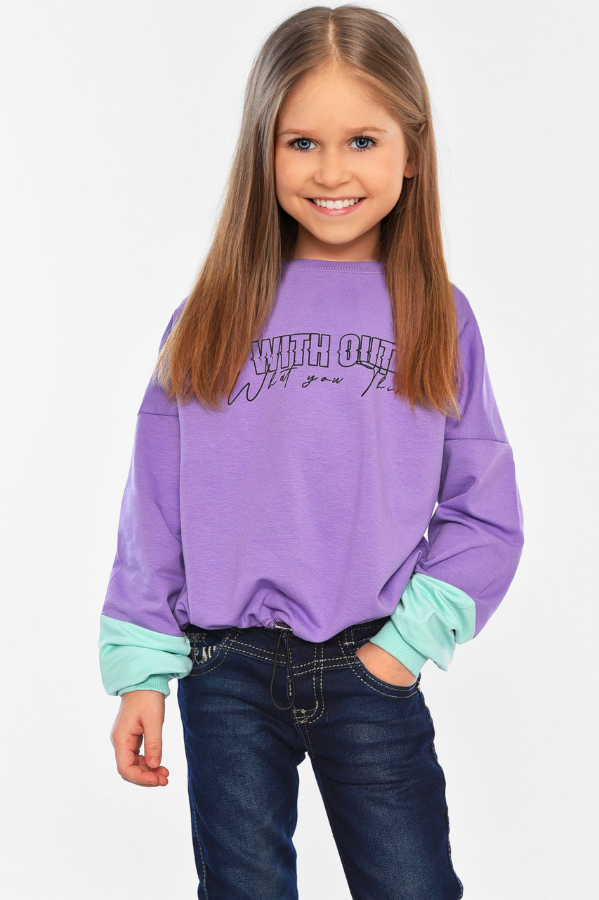 Світшот дитячий для дівчинки з іграшкою бузкового кольору 196593M, фото 1