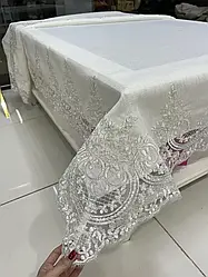 Скатертина з французьким мереживом на прямокутний стіл 160x350