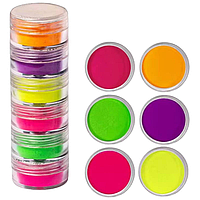 Неоновий пігмент (пудра) 6 шт/уп. для манікюру (геля, полігеля, гель-лаку) та макіяжу - 378  №1