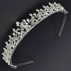 Корона діадема для торта з білими кришталевими стразами