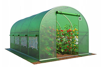 Парник садовий з плівки, 9 м² (4,5х2х2м), 8 вікон, арочна теплиця для городу,  металевий каркас,  Польща