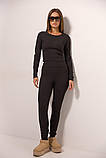 Лосини жіночі рубчик висока посадка S чорні, фото 2