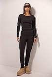 Лосини жіночі рубчик висока посадка S чорні, фото 5