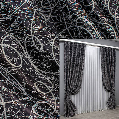 Комплект штор (2шт. 1,5х2,7м.) блекаут-софт, колекція "Жаклін". Колір чорний з сірим. Код 670ш(А) 30-440