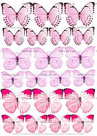 Вафельна картинка Метелики No4 рожеві