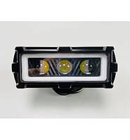 LED фара авто  Прямокутник 40W 125*50*55mm (3W*12) 10-80V + DRL (діодний обід) 11-36W+DRL(Білий/Жовтий)