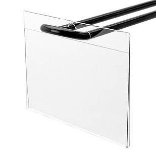 Цінникотримач на гачок 70х40мм, тримач цінника навісний, пластиковий з ПЕТ.