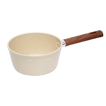 Сотейник 14х7см без кришки, антипригарне покриття, не підходить для індукційних плит, кремовий