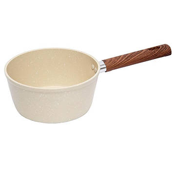 Сотейник 16х8см без кришки, антипригарне покриття, для всіх видів плит (індукційне дно), кремовий