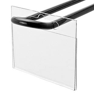 Цінникотримач на гачок 60х40мм, тримач цінника навісний, пластиковий з ПЕТ.