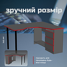 Комп'ютерний стіл геймерський Буст письмовий кутовий сучасний ігровий для пк комп'ютера геймера школяра геймерські столи, фото 4