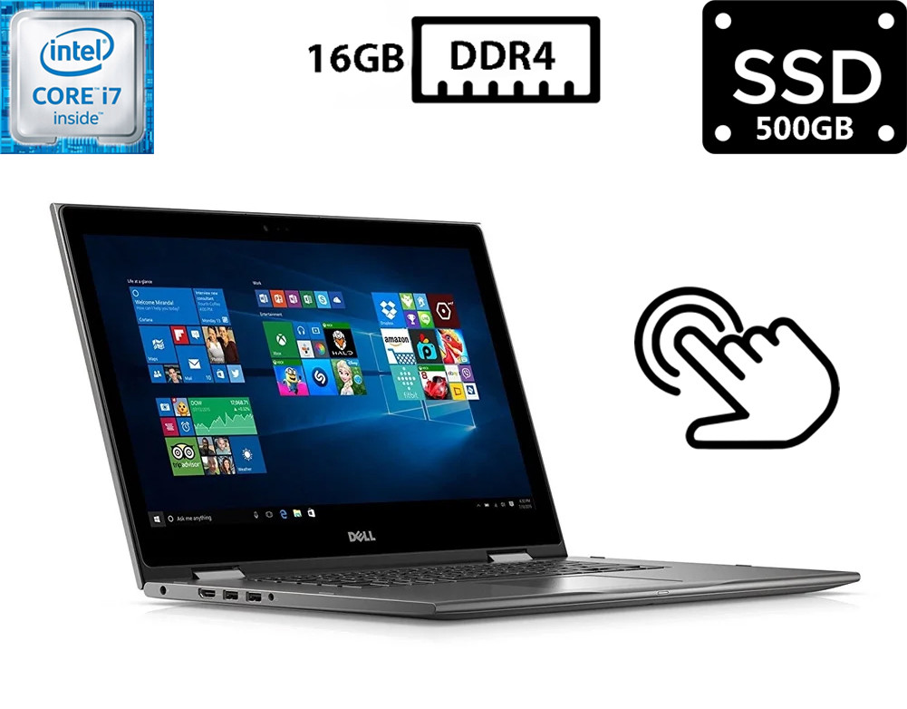 Ноутбук Dell Inspiron 15-5568/15.6”IPS Touch 1920x1080/Core i7-6500U 2.50GHz/16GB DDR4/SSD 500GB/Intel HD Graphics Камера Б/В