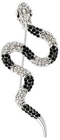 Брошка змія, Snake Black Crystals, 6 см.