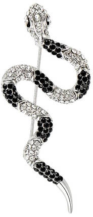 Брошка змія, Snake Black Crystals, 6 см., фото 1