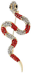 Брошка змія, Snake Red Crystals, 6 см.