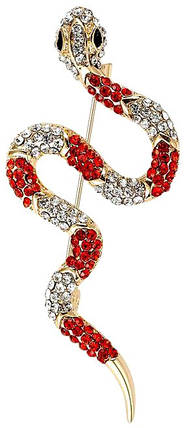 Брошка змія, Snake Red Crystals, 6 см., фото 1