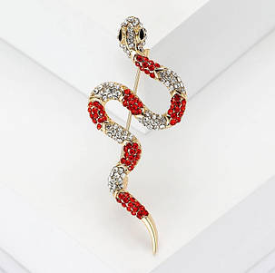Брошка змія, Snake Red Crystals, 6 см., фото 3