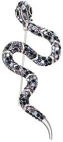 Брошка змія, Snake Purple Crystals, 6 см.
