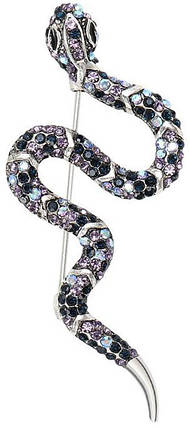 Брошка змія, Snake Purple Crystals, 6 см., фото 1