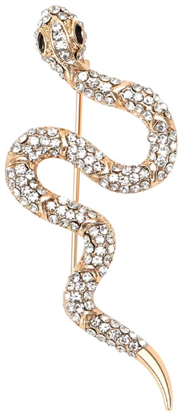 Брошка змія, Snake White Crystals, 6 см.