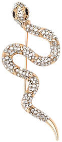 Брошка змія, Snake White Crystals, 6 см.