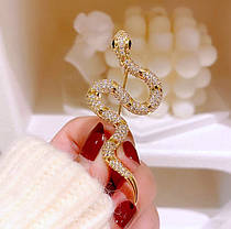 Брошка змія, Snake White Crystals, 6 см., фото 5