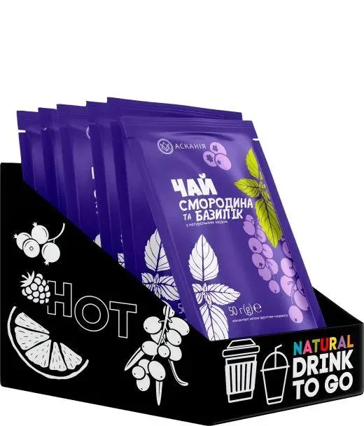 Чай фруктово-медовий Смородина та Базилік Асканія 12 шт по 50 грам Ascania Pack